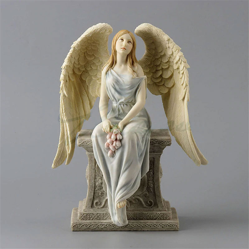 天使置物、エンジェル人形、天使雑貨グッズ、女神天使、大きな翼を少し 